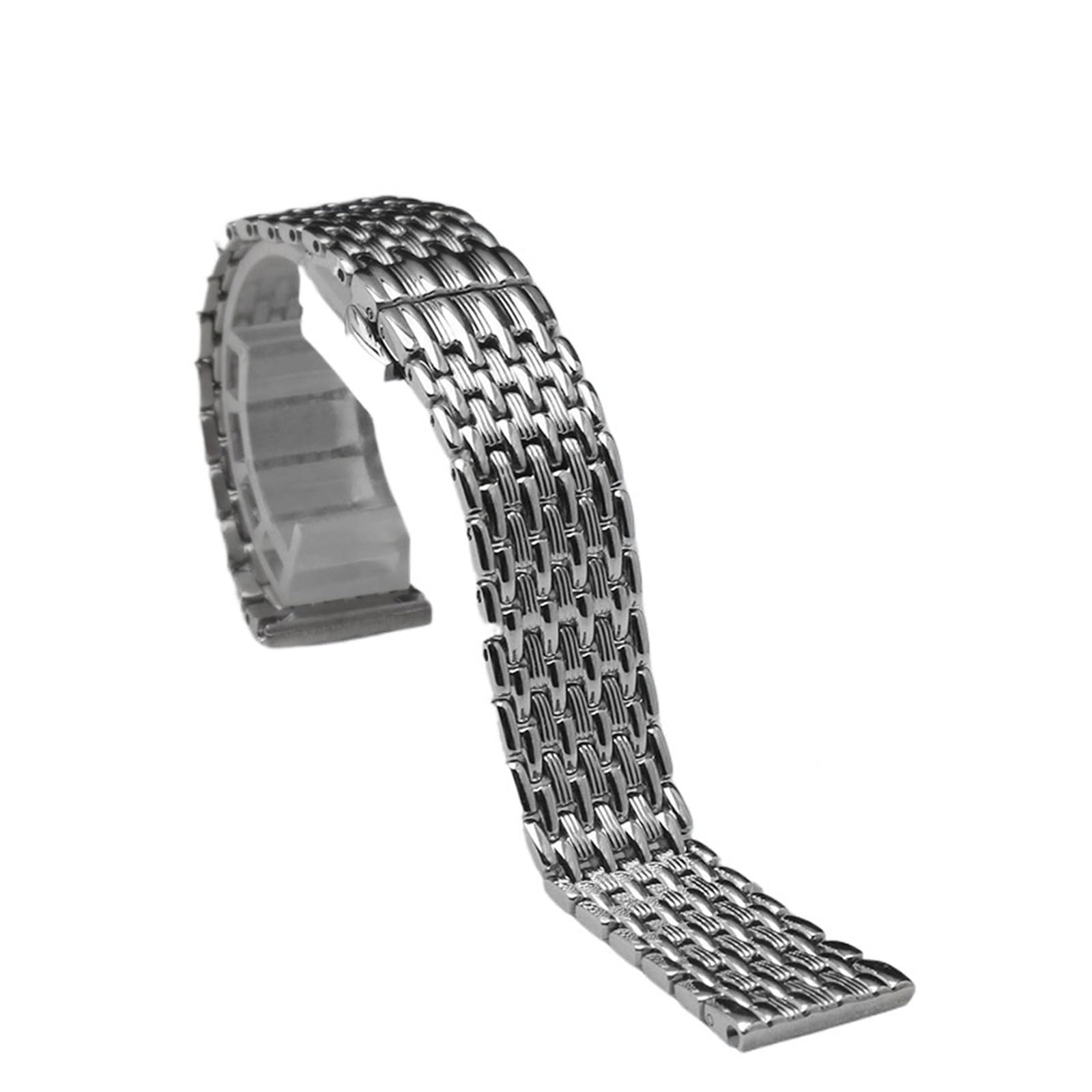 HuanJ Bracelet De Montre En Acier Inoxydable Massif Avec Boucle Papillon, Disponible 14, 18 Et 20 Mm