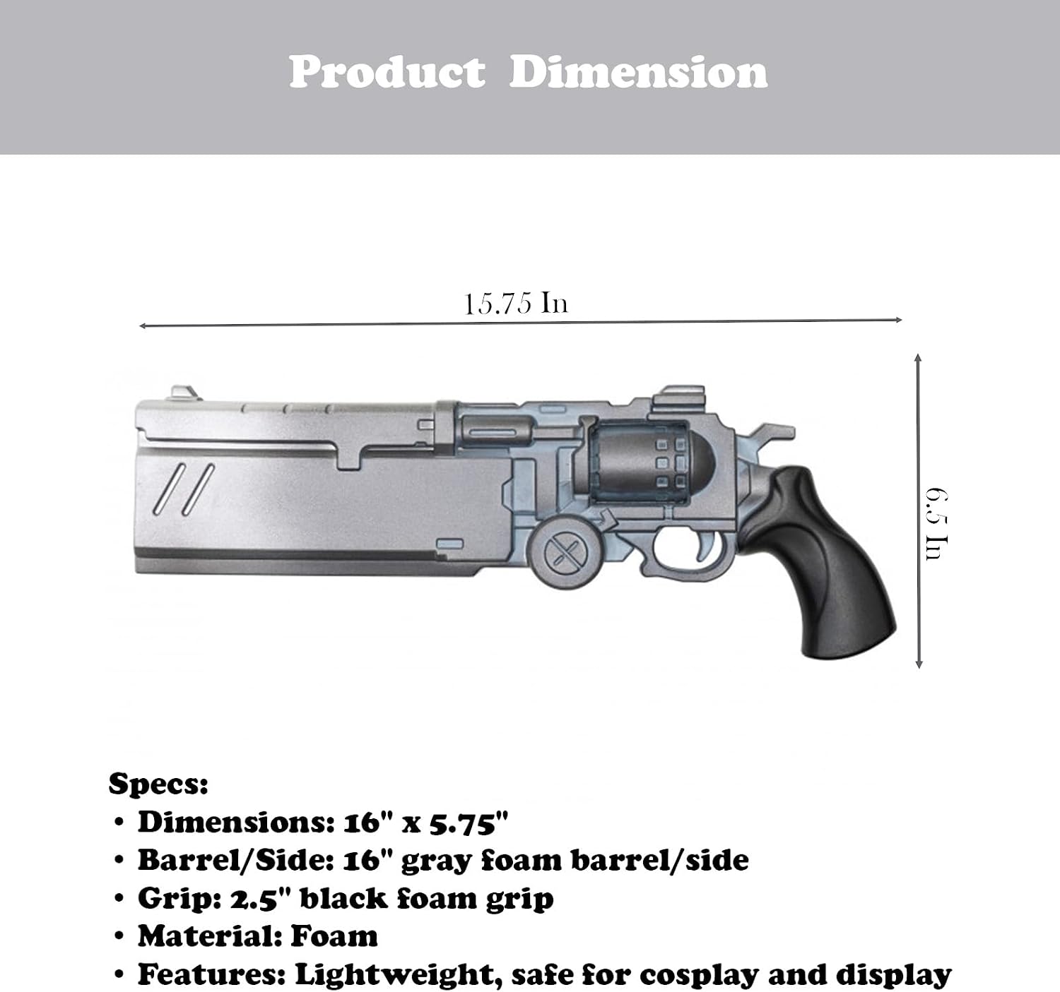 Trigun Stampede VASH’s Revolver Foam Replica | 16” Collectible Cosplay Prop | Safe Anime Weapon for Display & Costume | Lightweight Convention-Safe Accessory