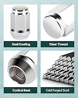 Vista 4 de SCITOO Tuercas de rueda cromadas, 24 Uds., rosca de zócalo de extremo cerrado, rosca 7/16-20 Tuerca para Chevrolet para GMC para Toyota