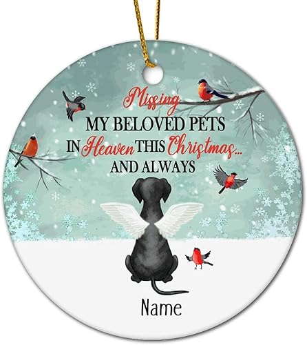 Miniatura 7 de Miss My Beloved Pets in Heaven Ornament Custom Pet Ornaments Xmas Circle Ceramic Ornament Personalized Dog Keepsake Pet Memorial Gift, Pet Loss