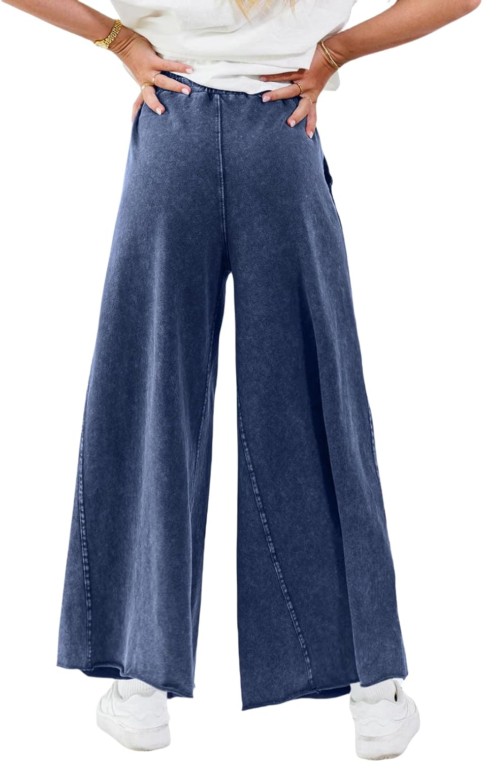 Women Sweatpants Jeans Wide Leg Denim Sweatpant Acid Wash Drawstring High Waist Baggy Pants Spring Clothes 2026 - Image 2