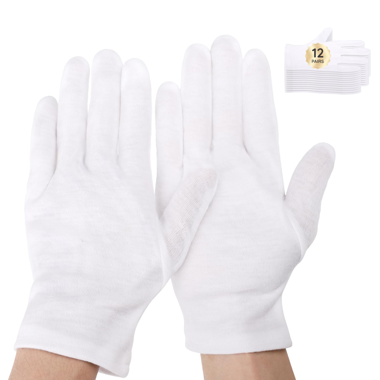 Segbeauty 24 Count Extra Large White Cotton Moisturizing Gloves, Hand Gloves Moisturizing Overnight for Dry Hand, 12 Pairs White Gloves Lotion Gloves for Men and Women, Sleeping Gloves for Rough Hands-image-17