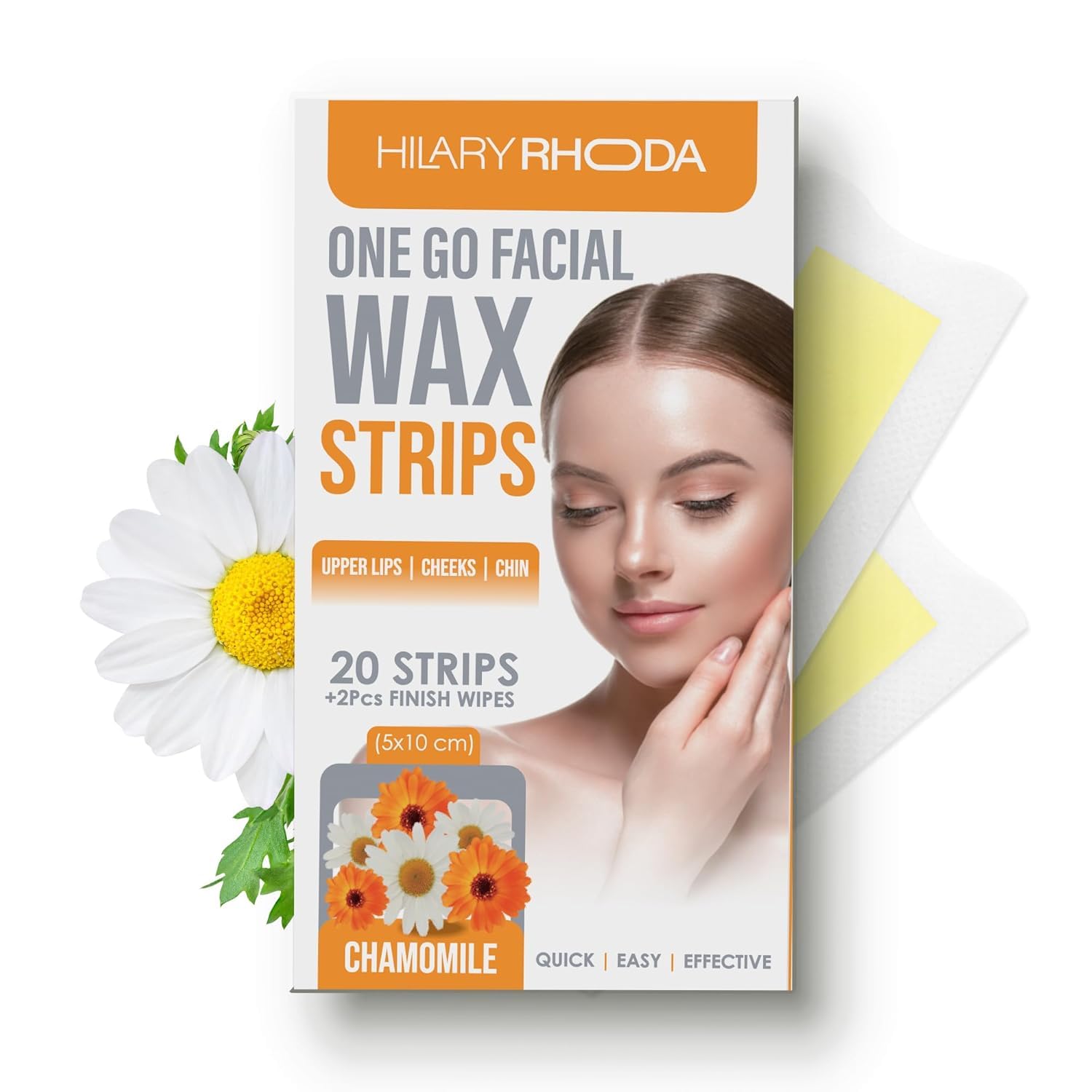 PREMIUM Women One Go Facial Wax Strips|Ready-To-Use|Face, Cheek, Upper Lip & Chin Facial Wax|Painless Hair Removal|With 2 Finish Wipes|20 Strips (Chamomile),Pack Of 1,1 Count SH-7711-image-5