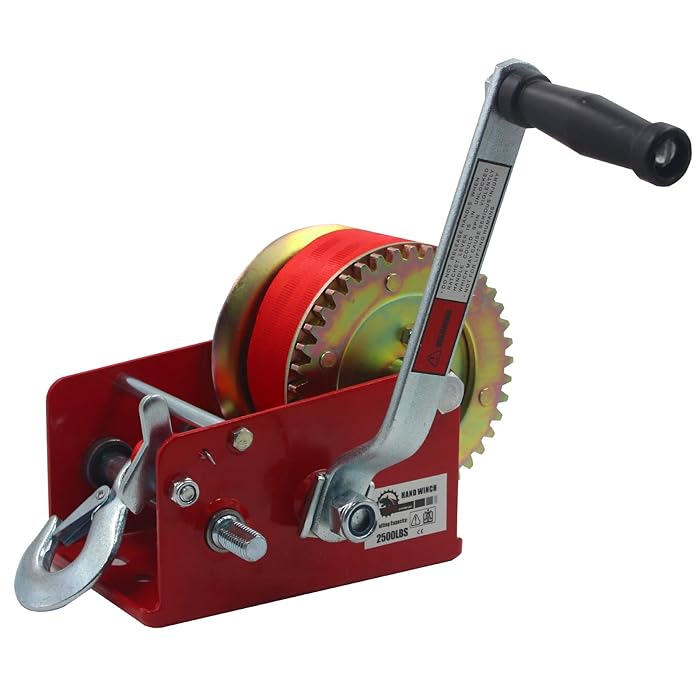 Buy OPENROAD Boat Winch 2500lbs Hand Winch, with 32ft Red Strap and 2