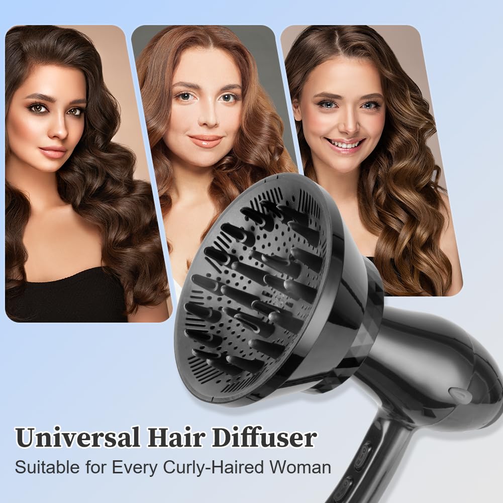 Flintronic Universal Haar Diffusor, Diffusor Föhn Aufsatz, Anpassungsfähig für Schlag Trockner mit Düse 1,7-2,9 Zoll, Faltbar Diffuser Haare für Lockigem, Gewelltes und Natürliches Haar