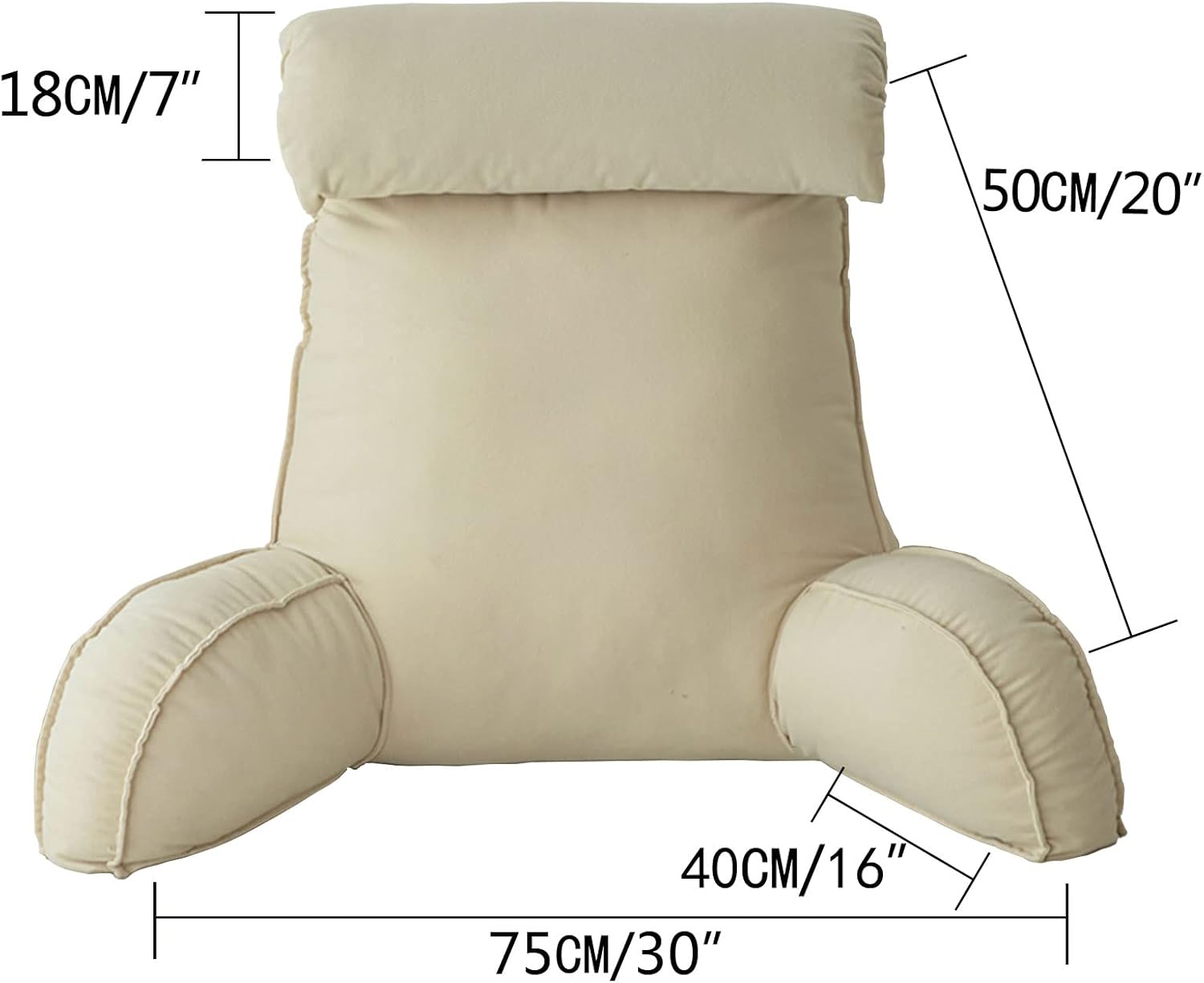 Comfy Relaxing Sit Up Pillow, Backrest Pillow with Armrest Great for Back Support, Back Support Reading Pillow Removable Cover Washable Covers, Perfect for Sitting, Reading, or Gaming