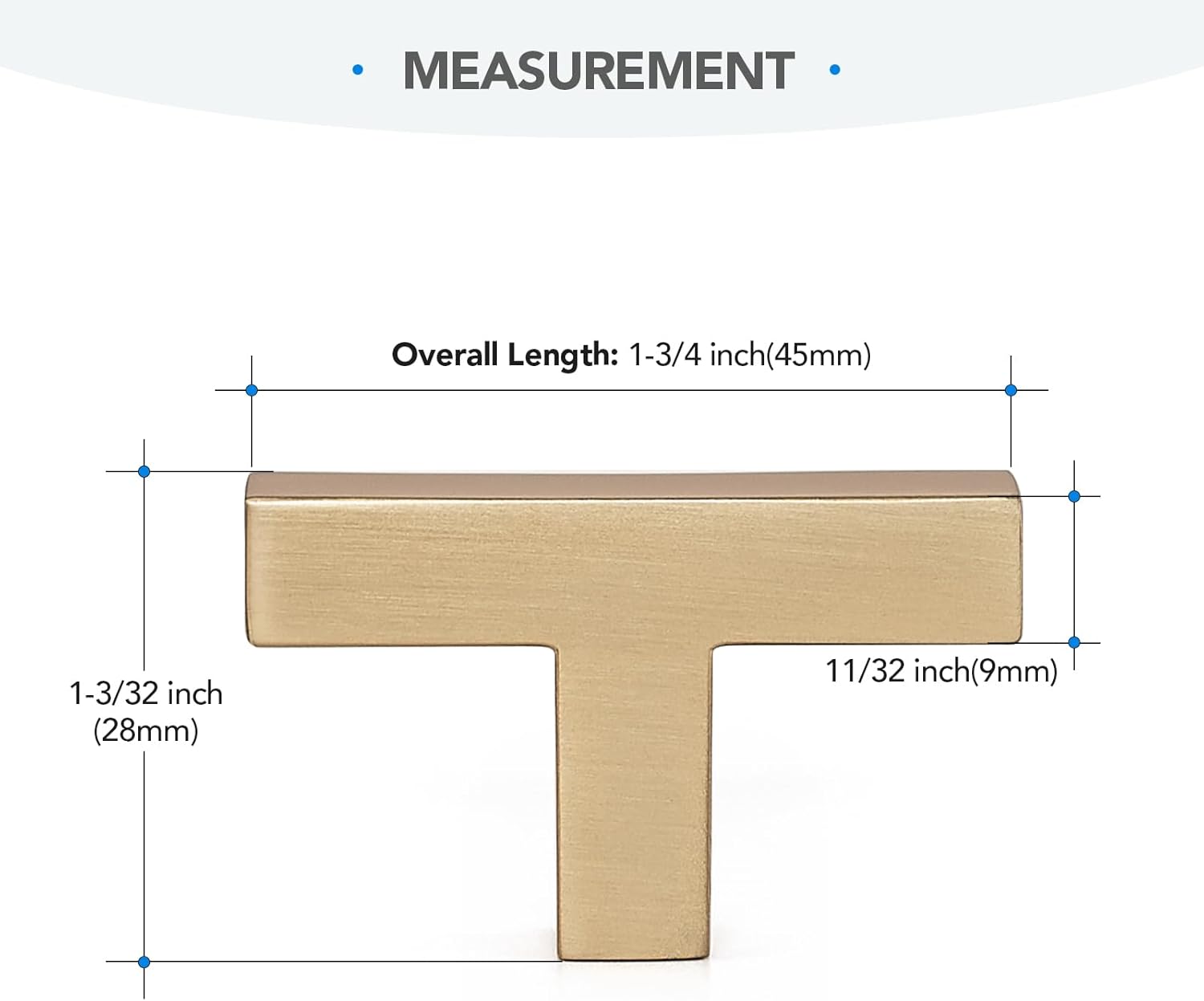 30 Pack Solid Single Hole Slim Square Bar Cabinet Pulls - Champagne Bronze Drawer knobs for Kitchen, Bathroom & Dresser Cabinets Hardware