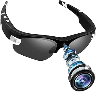 Gafas con Camara, 1080P HD Action CAM, Lente Polarizada y de un Solo Toque Gafas Camara con 160 Minutos de Tiempo de Funcionamiento Admite Grabación de Vídeo y Toma de Fotografías