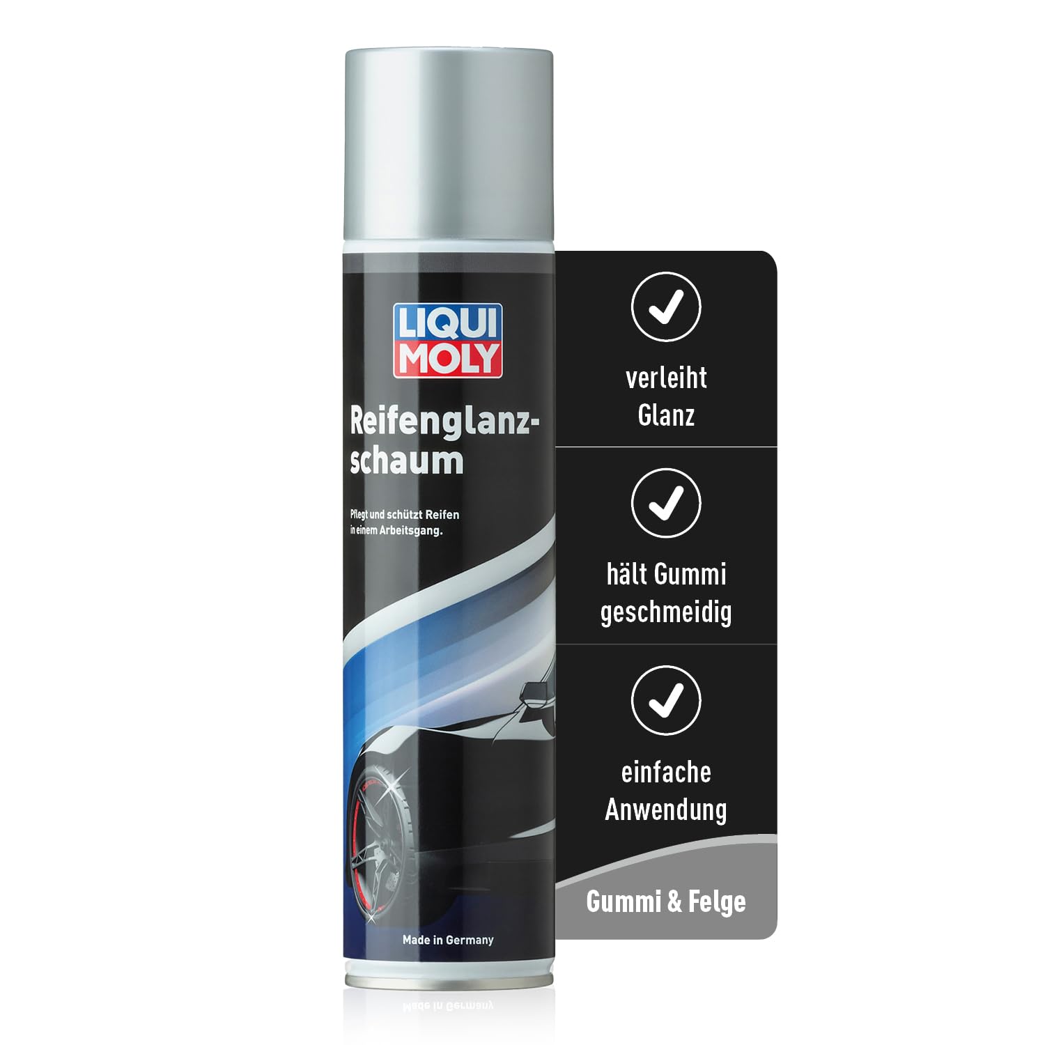 LIQUI MOLY Reifenglanzschaum | 400 ml | Autopflege | Lackpflege | Art.-Nr.: 1609, farblos