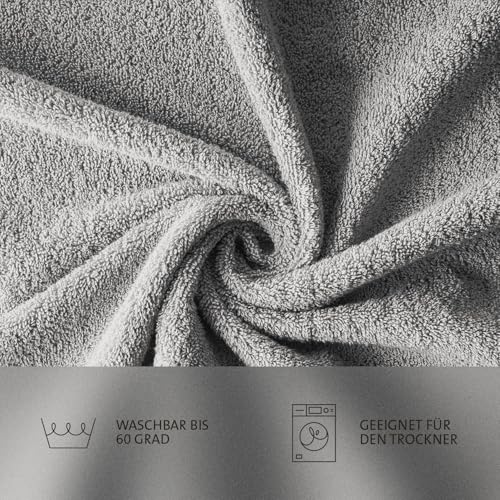 Homewell Handtücher Set - weich und saugstark, 100% Baumwolle, Oeko-Tex 100 Zertifiziert (5 Gästehandtücher 30x50 cm, Grau) – Ansicht 4