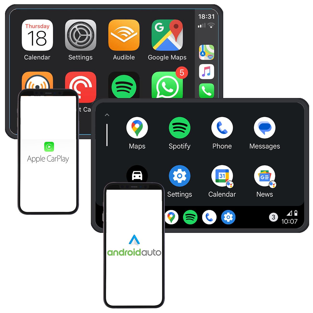 1 DIN Radio Carplay: 1-DIN-Autoradio mit Apple CarPlay, Android Auto, 17,8-cm-Display, MP5 (1 Radio Apple, Autoradio mit Navi, Kamera)