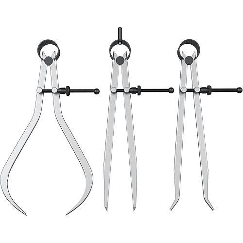 HDLNKAK 3 Pieces Spring Caliper/Divider Set, Carbon Steel Long Inside and Outside Divider Caliper 8-Inch, Adjustable Lockable Spring Wing Calipers for Wood Turning and Lathe Work