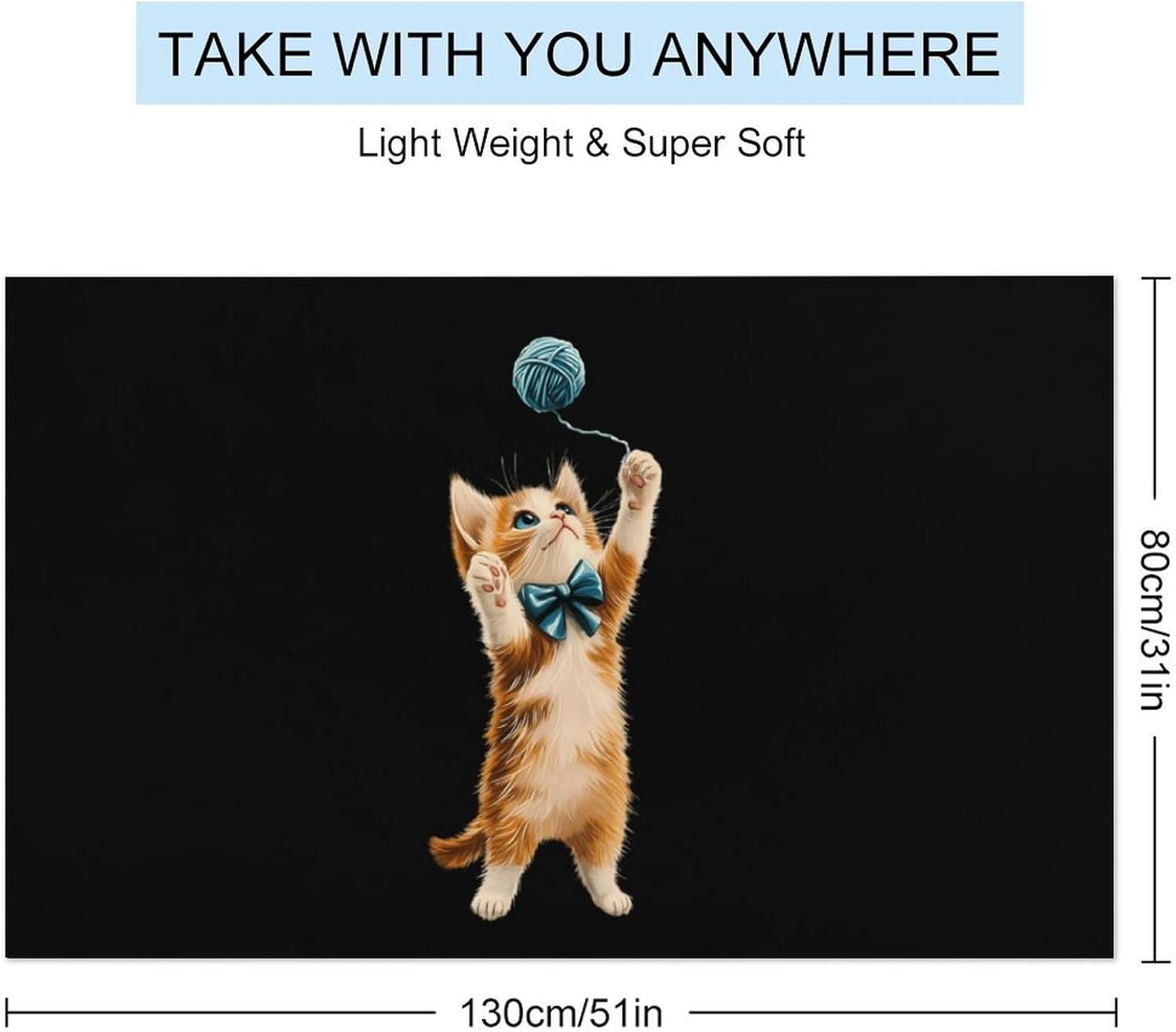 Cat Cute Oversized Beach Towel Soft Absorbent Pool Bath Swim Towels for Adults Travel Vacation Gifts 130x80cm