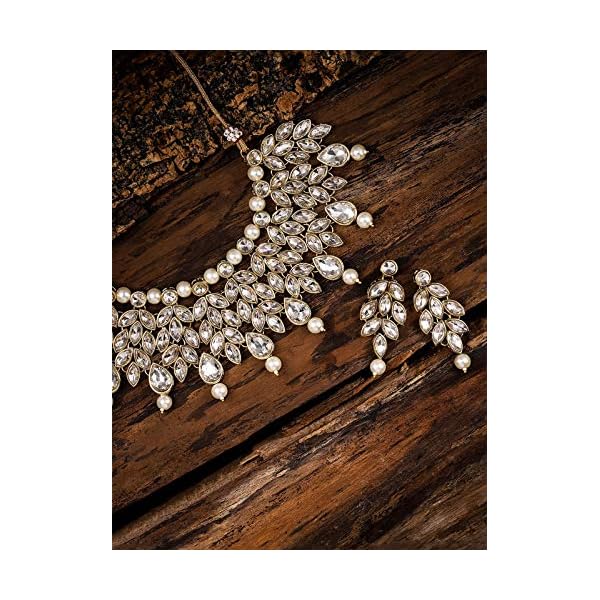 ZAVERI PEARLS Gold Tone Kundan & Pearls Necklace Set For Women-ZPFK8673 - Image 7