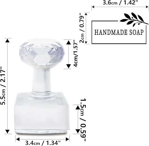 Miniatura 2 de CRASPIRE Sello de jabón acrílico con asa, 1.42 x 0.97 pulgadas, transparente, rectangular, sello en relieve de jabón para galletas, arcilla