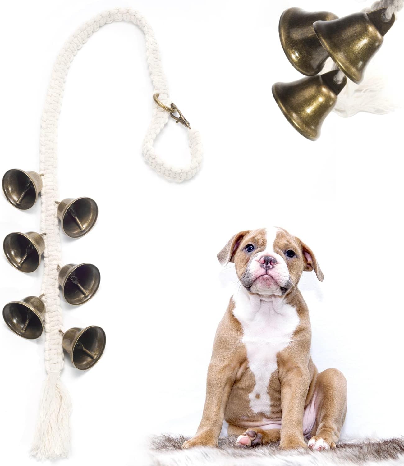 rhinotuning 1 Pack Hanging Dog Doorbell for Potty Training,Great Dog Bells for Door Knob/Go Outside/Gogs/Puppies with 6 Bells