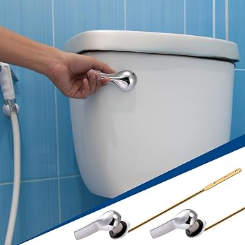 Lasnten 12 Pieces Front Mount Toilet Flush Handle Lever Replacement, Brass Universal Flush Lever Finish Kit for Most Toilets(Silver Handle)