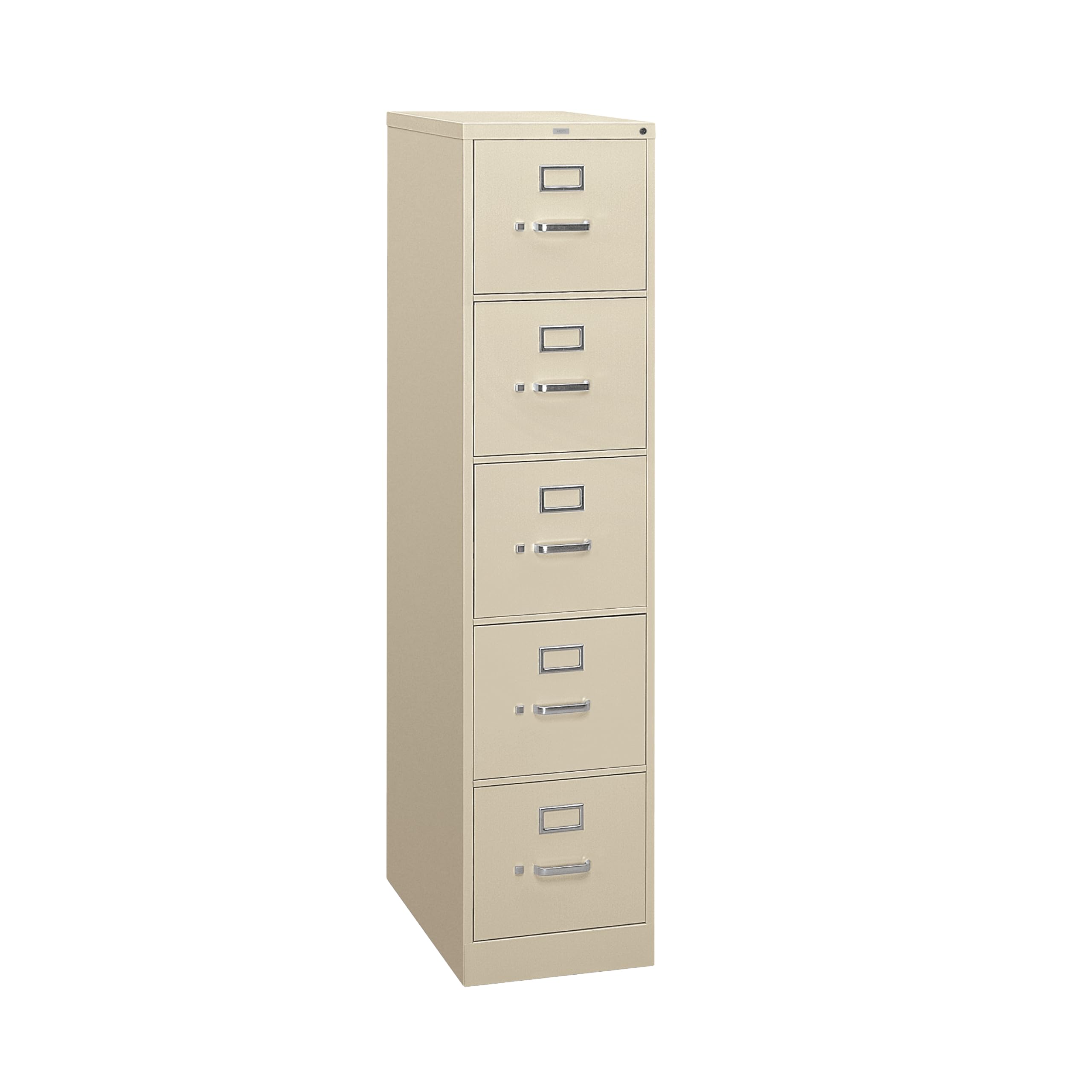 HON 5 Drawer Vertical File Cabinet with Lock, Metal Filing Cabinets with 5 Drawer Letter File for Offices, Hanging Files, and Vertical Letters, 26.5" Deep, Putty