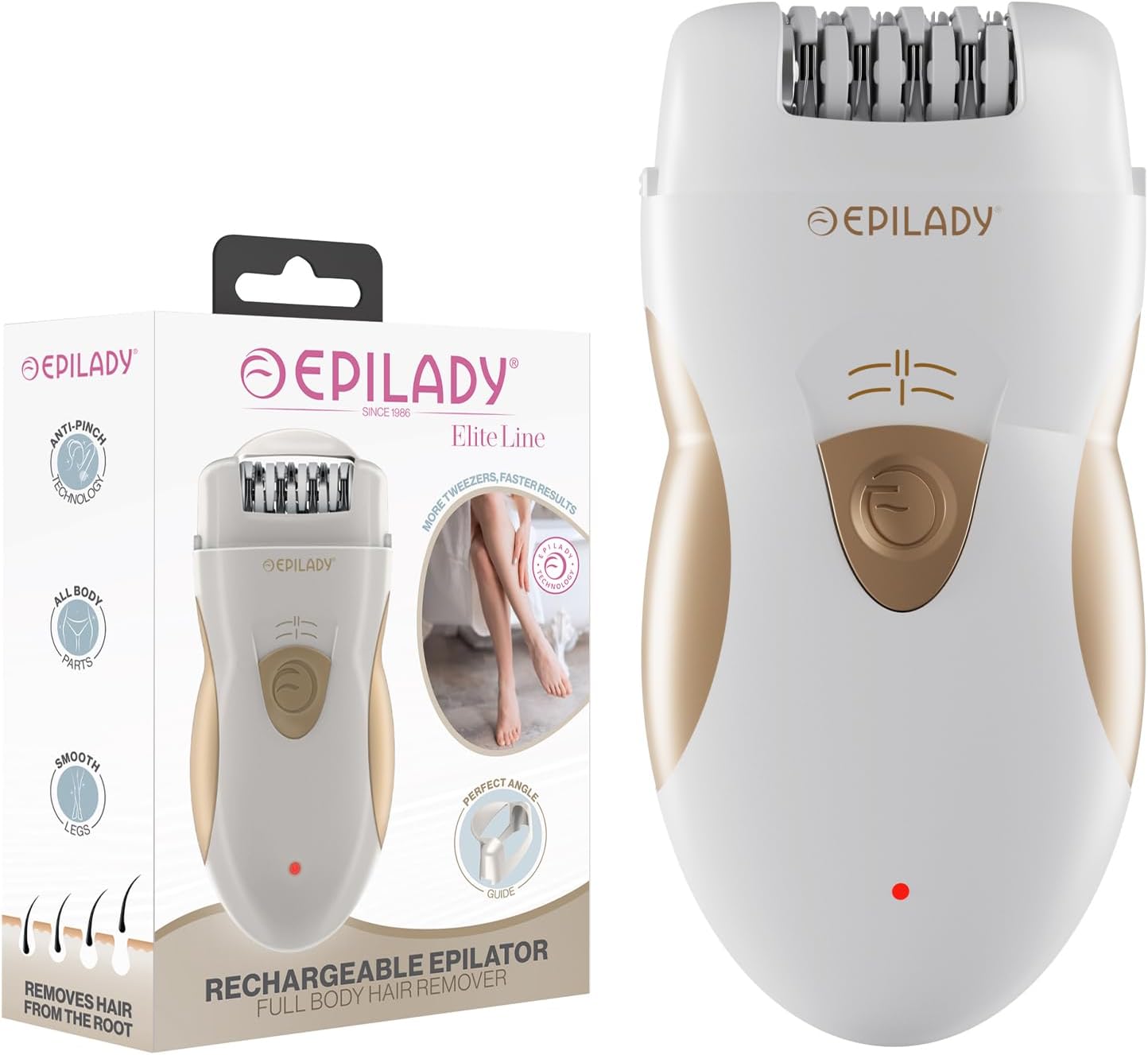 Epilady Legend 5 Rechargeable Cordless Epilator for Women, 56-Tweezer Dual Speed Full Body Hair Removal Device for Legs, Underarms, & Bikini, Long-Lasting Smooth Skin, Travel Case Included