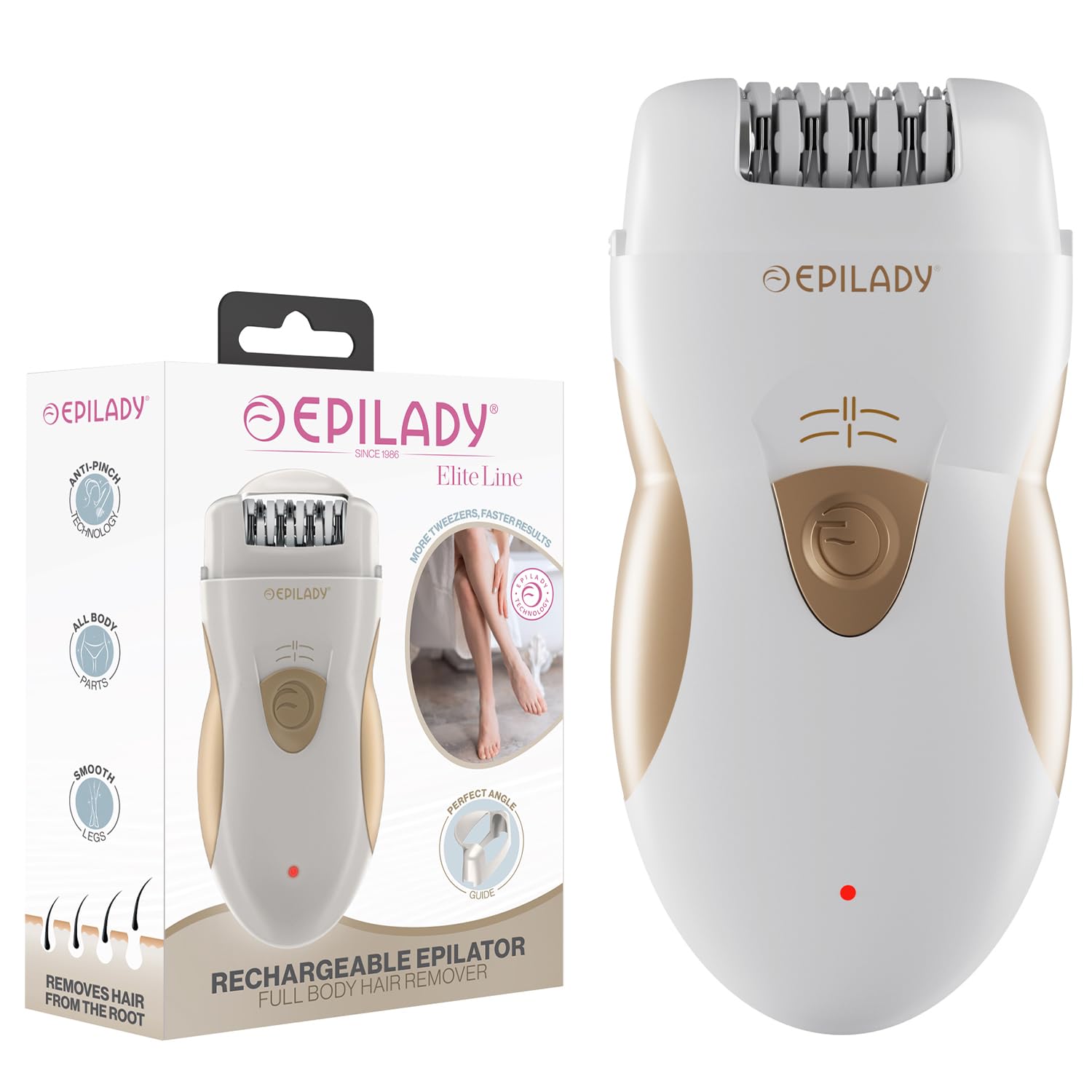 Epilady Legend 5 Rechargeable Cordless Epilator for Women, 56-Tweezer Dual Speed Full Body Hair Removal Device for Legs, Underarms, Bikini & Face, Long-Lasting Smooth Skin, Travel Case Included