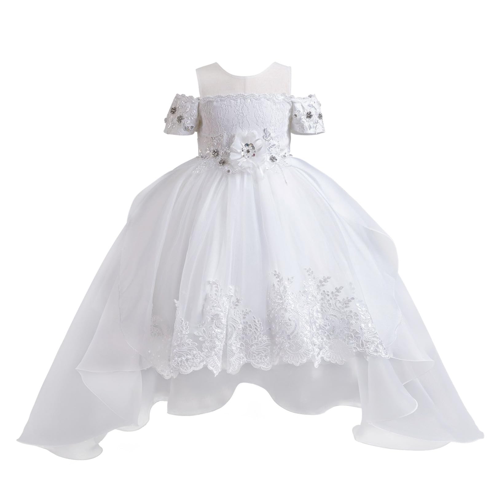 FStory&Winyee Mädchen Tüllkleid Kinder Tutu Rosa Baby Dress Set Outfits mit Pailletten Stickerei Partykleidung für Blumenmädchen Abend Geschenk Geburtstag Weihnachten Kindergarten