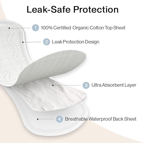 Miniatura 3 de SANDIS Forro ultra fino de algodón 100 % orgánico de alta calidad para mujer, servilletas sanitarias femeninas, sin perfume, protección contra fugas