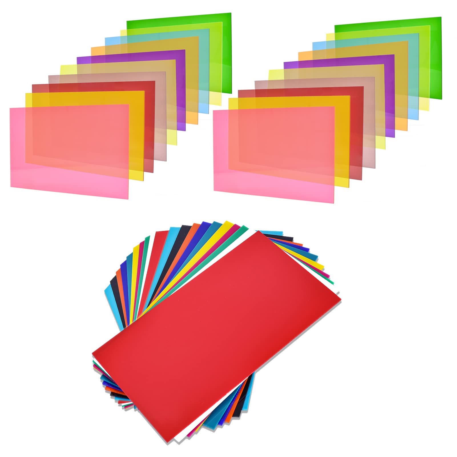 XLNT TECH20 Pieces & 10 Colors 12 x 20 Inch Transparent Acrylic Sheet + 20 Pieces & 10 Colors Opaque Acrylic Sheet.