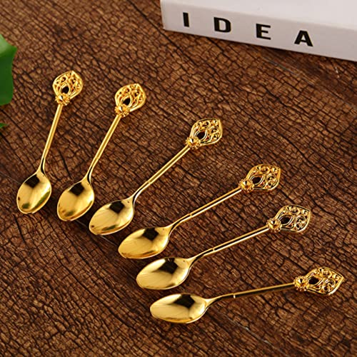 Metalen Koffiedessertlepelset, 6 Stuks Zinklegering Lepels, met Lepelhouder in Zwanenvorm, Swan Coffee Dessert Decoratieve Creatieve Serviesset, Gelden voor Desserts, Ijscrème(Goud) - Image 7