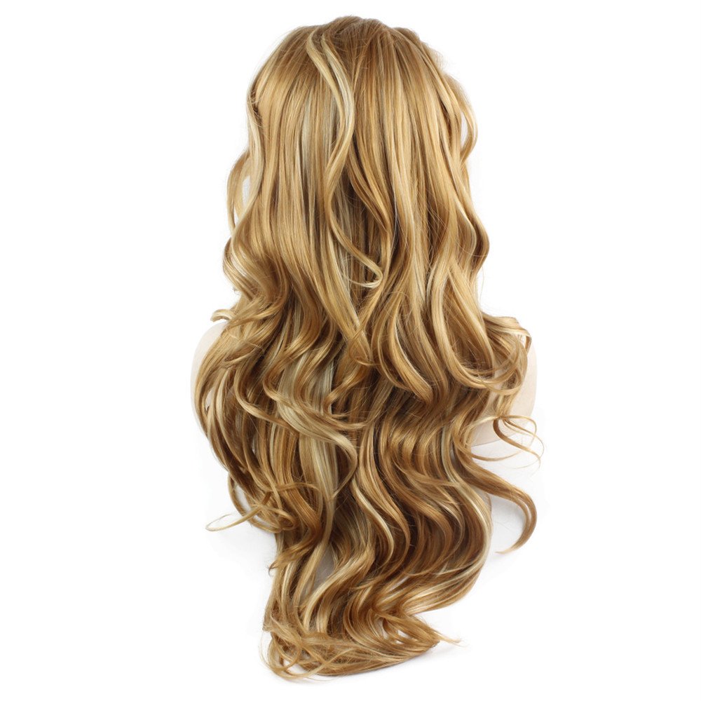MX angel Long Wavy Celebrity Natural Hair Line Synthetic Lace Front Blond Wig