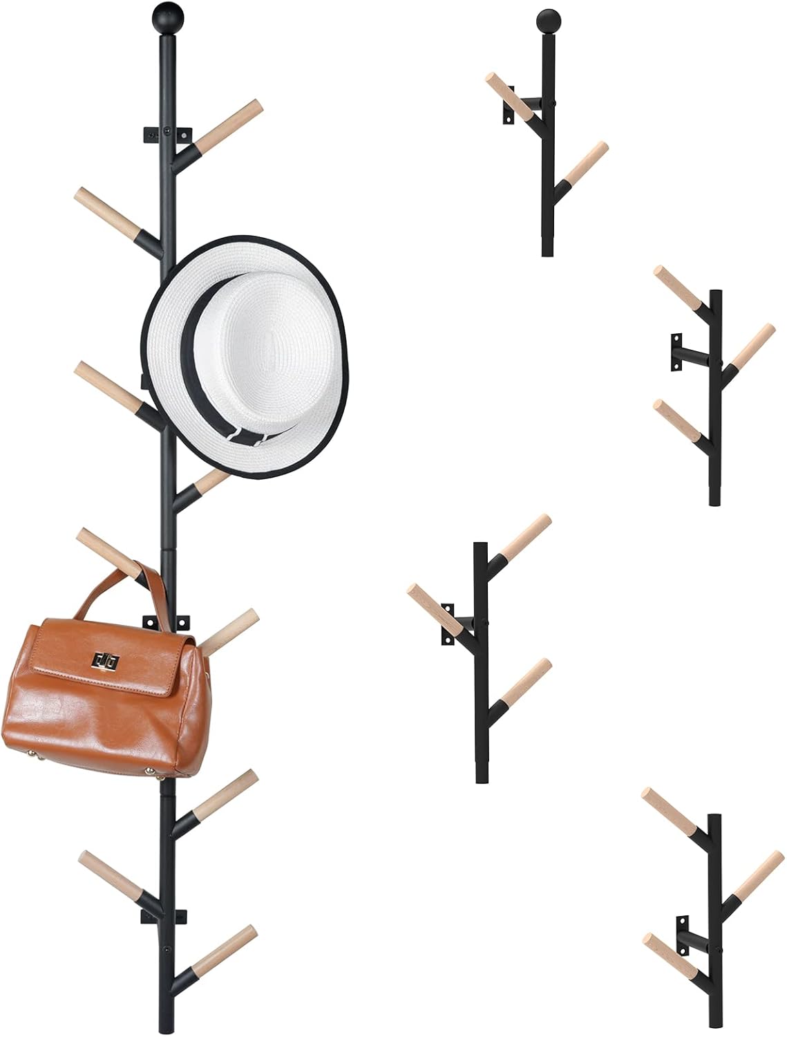 Xcosrack Coat Rack Wall Mounted, Coat Hanger Hat Rack for Wall with 11 Hooks