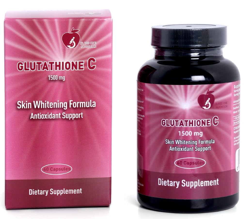 Glutathione C Glutathione with Vitamin C 1500 mg for whitening and lightening the skin, Antioxidant 60 capsules Made in USA