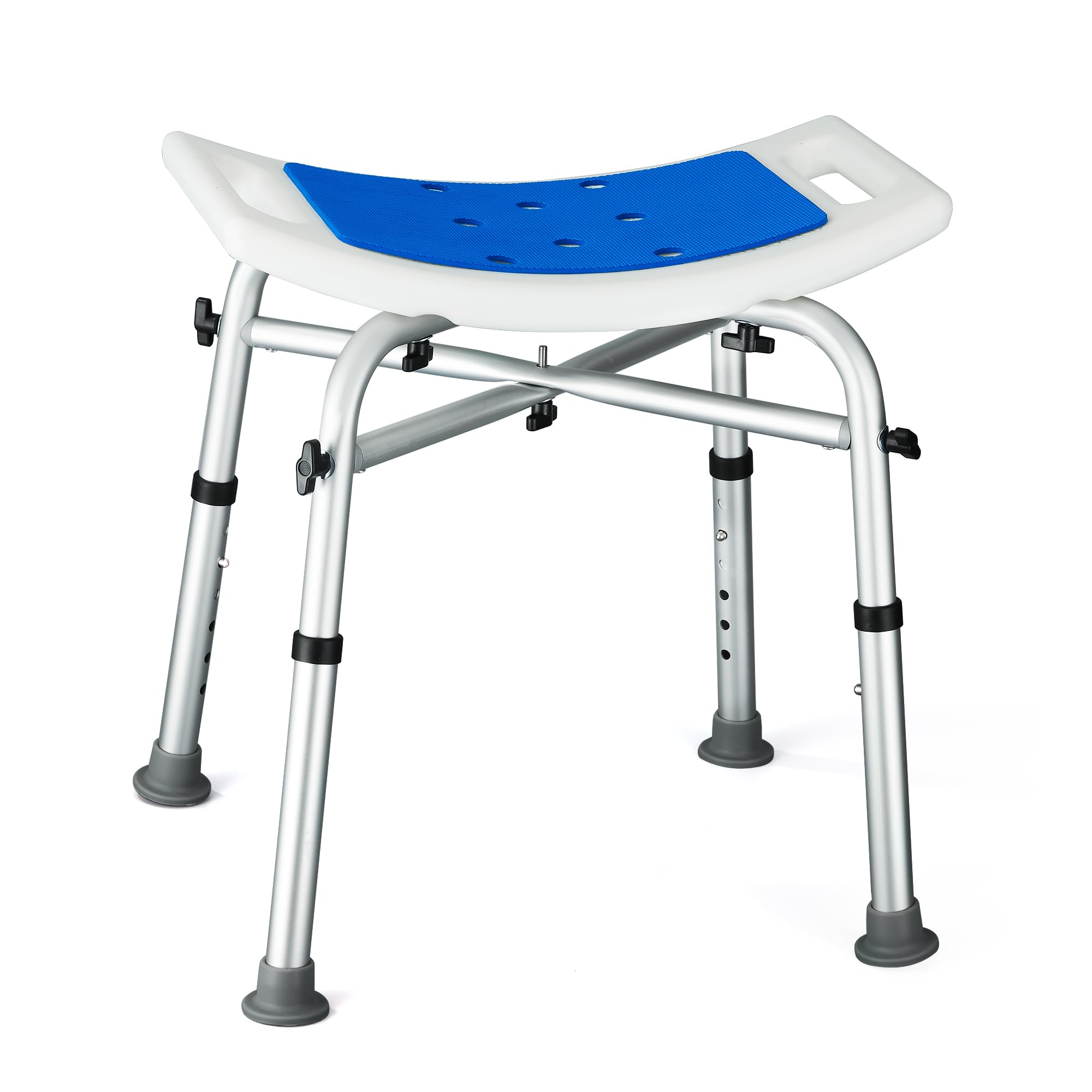 Sgabello Bagno, Sgabello per Doccia da Bagno Altezza Regolabile a 6 Livelli, Sedile da Doccia per Anziani Disabili, Sedia da Bagno Antiscivolo, portata fino a 180 kg