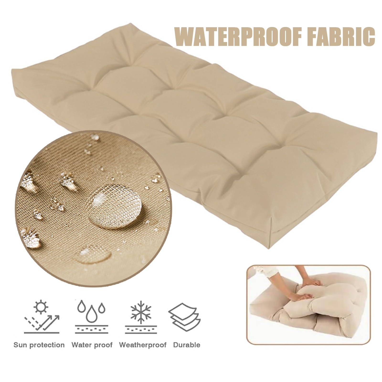 Cojín de 8 Cm De Grosor para Banco de Jardín Cojín para Banco de Exterior Zapatero Interno Impermeabile Cojín Antideslizante para Banco Cojín Tapizado para Asiento Denim Blue 180x50x8cm