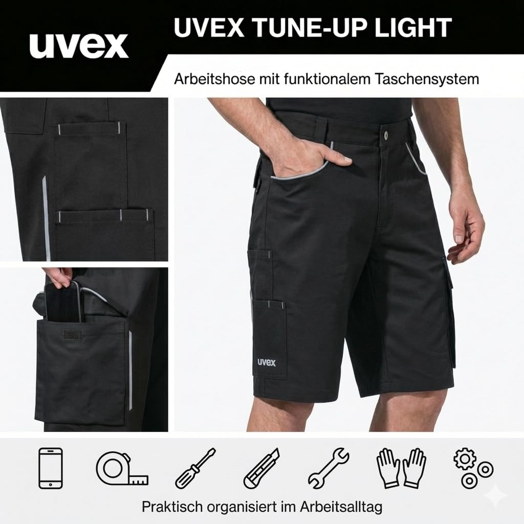 Uvex Tune-up Light Arbeitsshorts Herren – Leichter 2-Wege-Stretch - Bermuda