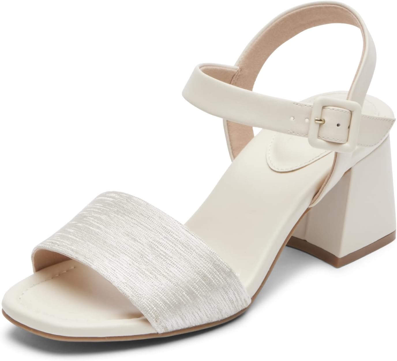 Rockport Women's Farrah 2-Piece Heeled Sandal, Vanilla Textile, 7.5 Wide