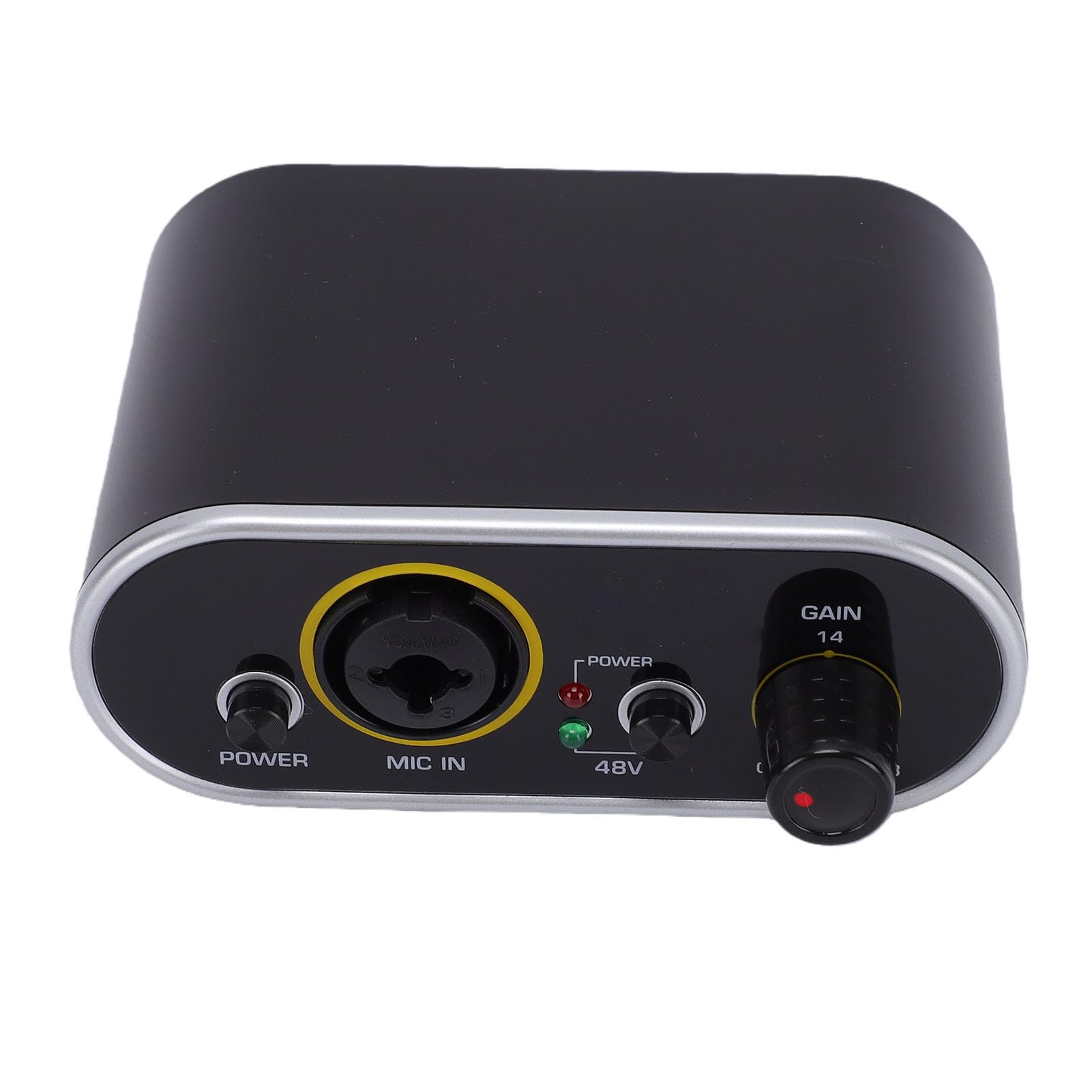 Dpofirs Preamplificatore Microfonico Regolabile, Ingresso a 2 Canali, Preamplificatore Microfonico per Registrazione in Studio con Microfono Dinamico e a Condensatore