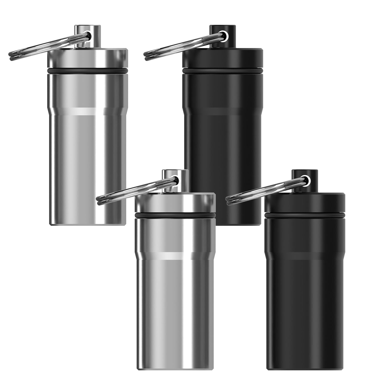 4-Pack Metal Earplug Case - Crush-Proof Keychain Holder - Waterproof Replacement Travel Capsule for Concert Sleep Earbuds Black