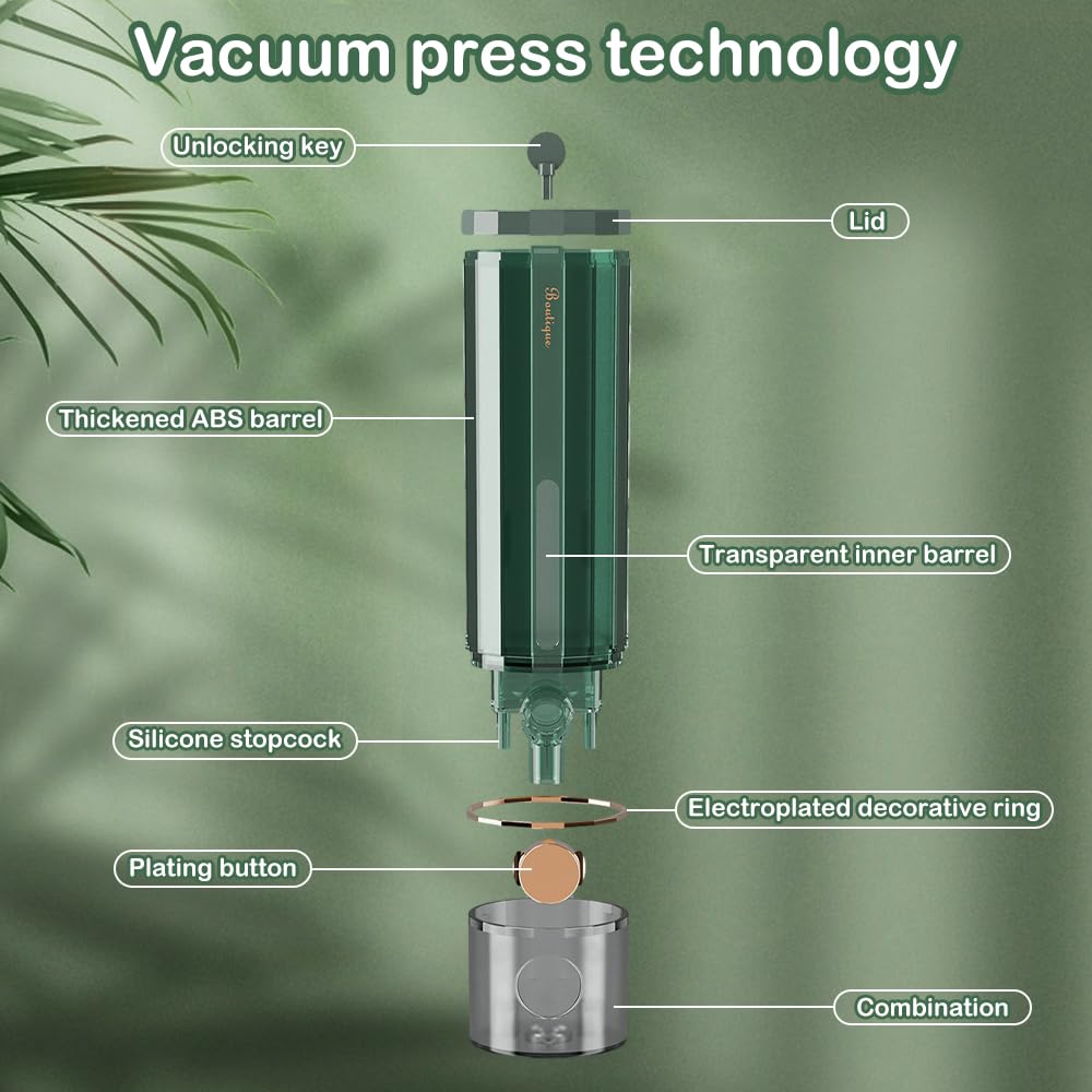 Dispenser Sapone Da Parete - 2 Pezzi Da 450ml, Adesivo Senza Fori - Foto 13