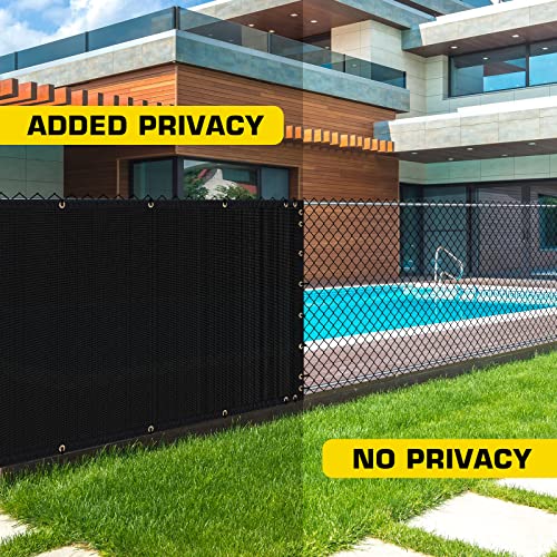 Sekkvy 4' X 25' Privacy Screen Cover, 150Gsm Heavy Duty Shade Uv Protection Privacy Screen Windscreen Mesh Net For Wall Garden Yard Backyard With Zip Ties, Black #TOP4