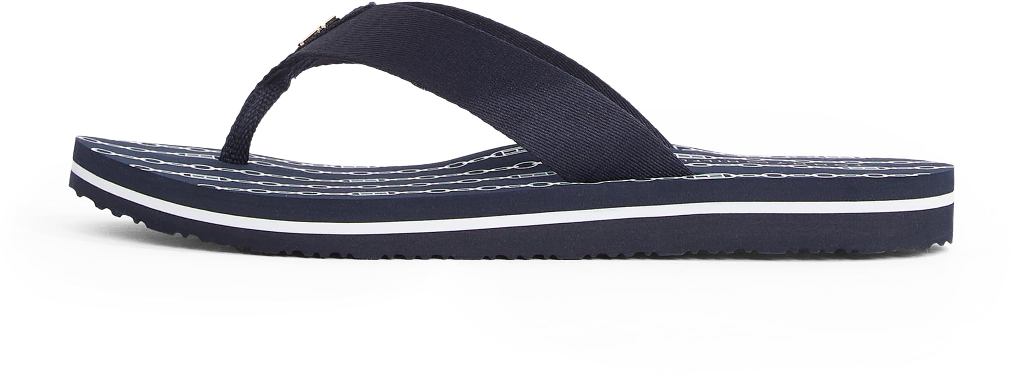 Tommy Hilfiger Women’s Elegant Chain Print Flip Flops, Blue (Space Blue), 3.5