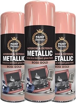 Classic Signature - 3 x Metallic Rose Gold Spray Paint 400ml Multi-Purpose Use, Spray for Metal and Wooden Furniture, Ornaments, Decorative Items and Much More for Interior & Exterior