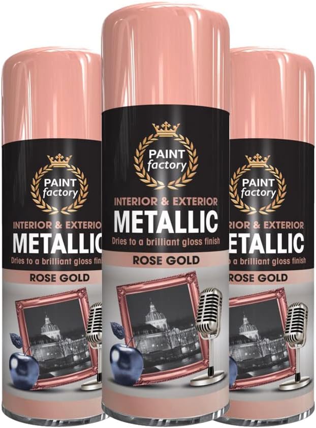 Classic Signature - 3 x Metallic Rose Gold Spray Paint 400ml Multi-Purpose Use, Spray for Metal and Wooden Furniture, Ornaments, Decorative Items and Much More for Interior & Exterior