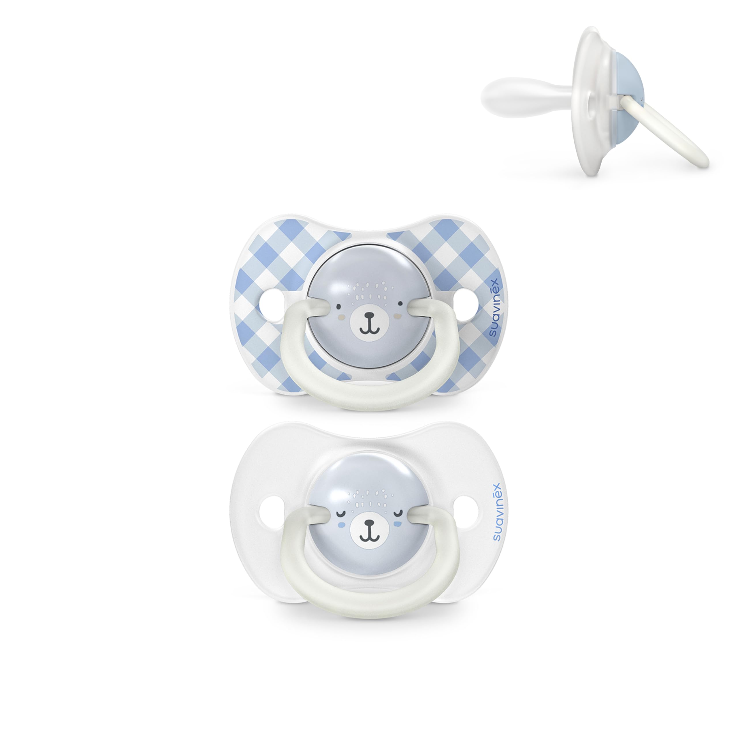 Suavinex, Pack de 4 Chupetes que Brillan en la Oscuridad, Bebés 0/6 Meses y Recién Nacidos, para Dormir, con Anilla Fluorescente y Tetina Fisiológica SX Pro de Silicona, Plana y Flexible, Azul — view 14