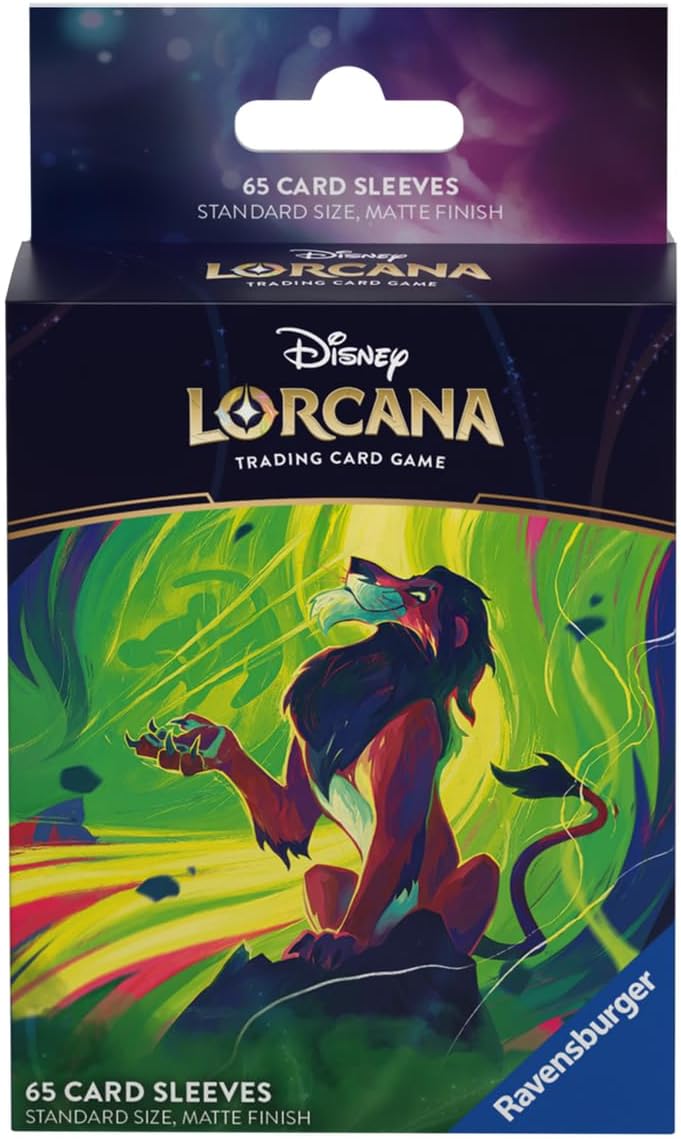 Ravensburger Disney Lorcana TCG Card Sleeves Featuring Scar – Vengeful Lion by Dominik Mayer | 65 Protective Sleeves for TCG Decks | Ages 8+