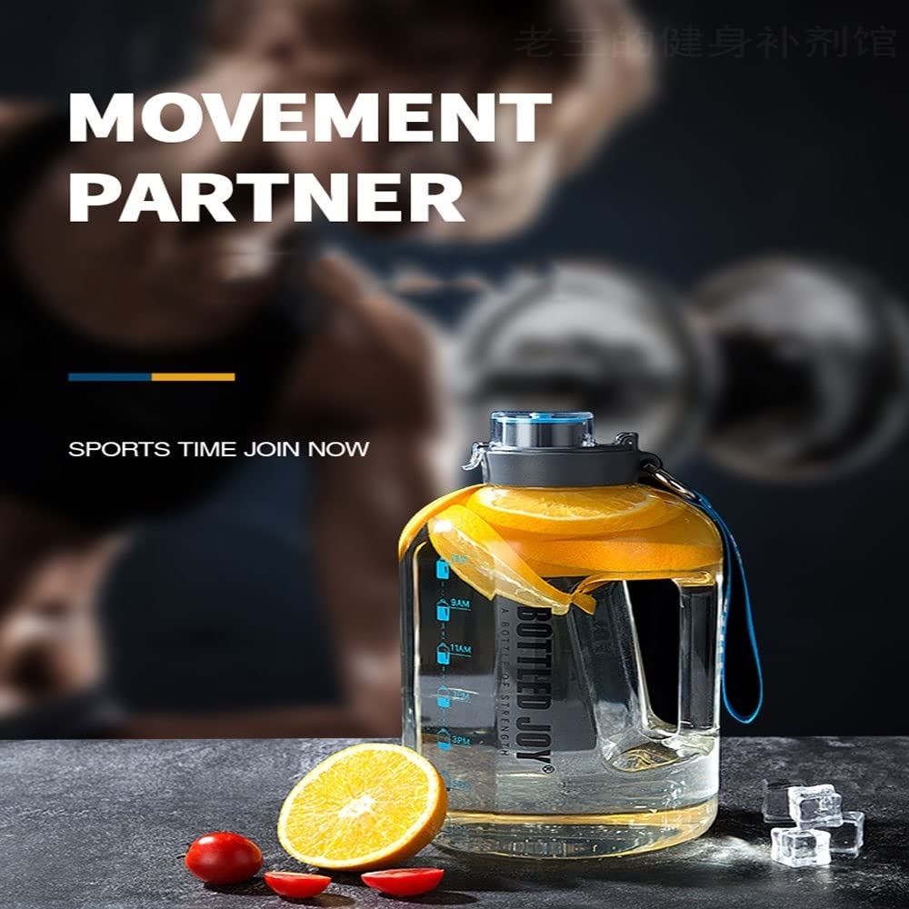 Sportwasserflasche 1 Gallonen Zeitgestanzte Wasserflasche Tragbare Wasserflasche -Bpa. -Frree-Wasserflasche mit dichtsicherer Flip-Kappe, extra große Wasserflasche / Flasche kann Ihnen helfen, mehr Wa