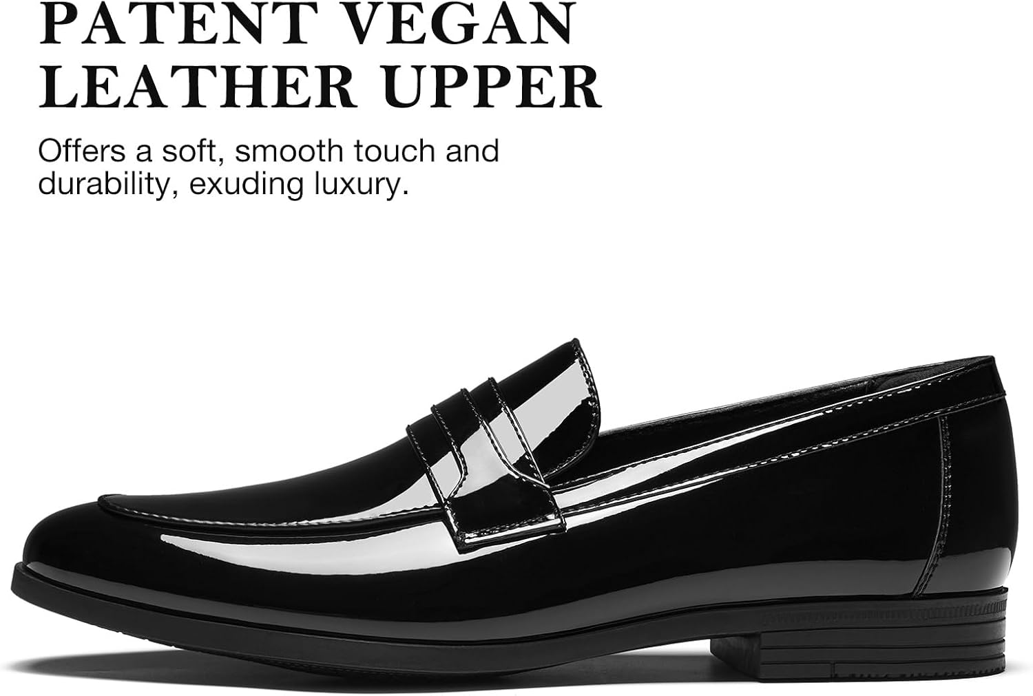 HEEZ Men's Slip On Dress Loafers,Formal Tuxedo Shoes for Men with Patent Velvet Upper, Comfortable Black Dress Shoes for Wedding Prom Party Dance Business
