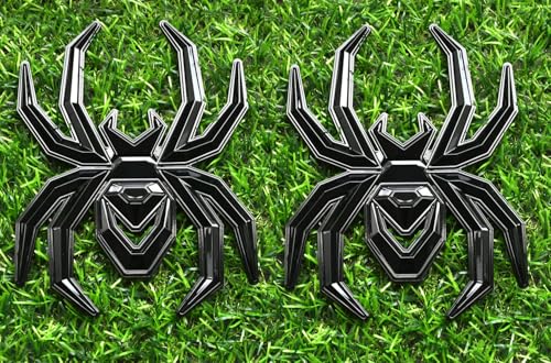 Image of 2Pcs Custom Spider Emblems Left Right Car Badge for Universal Car Body Motorcycle SUV Widow Door Edition Decoration (Glossy Black)