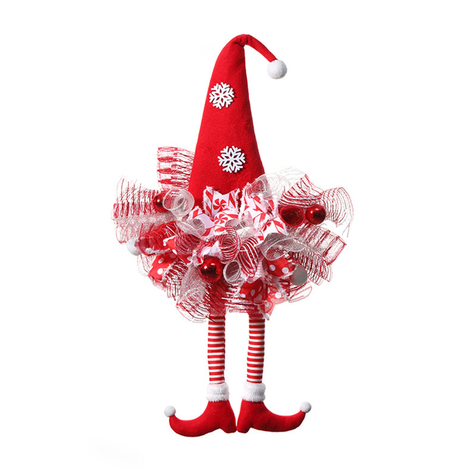 carotoe Stylish Christmas Wreath Artificial Long Legged Doll Wreath Door Decor Holiday Props Hotel Shopping Mall Window Ornament Festive