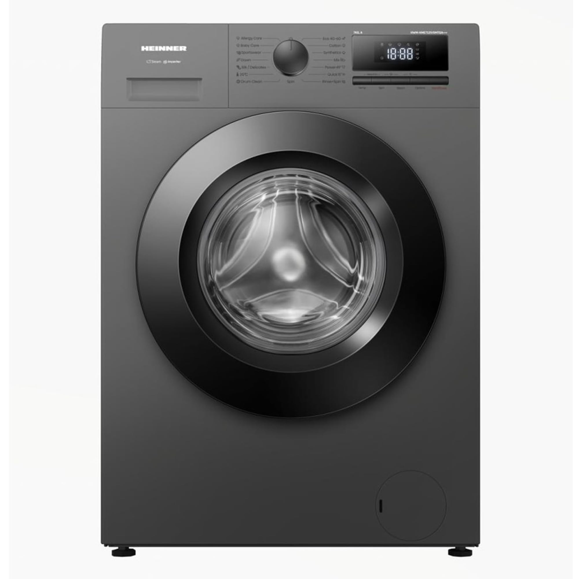 HWM-HME712IVSMTGA+++ Slim Waschmaschine – 7 kg – 1200 U/min – Energieklasse A – Inverter-Motor – 15 Programme – Dampfprogramme – LED-Display – Titan-Grau