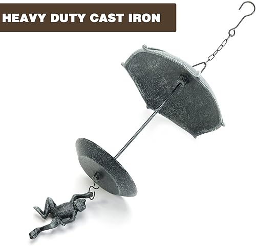 Miniatura 5 de Sungmor Comedero decorativo colgante para pájaros, estación de alimentación de pájaros silvestres, baño de hierro fundido para pájaros, diseño único